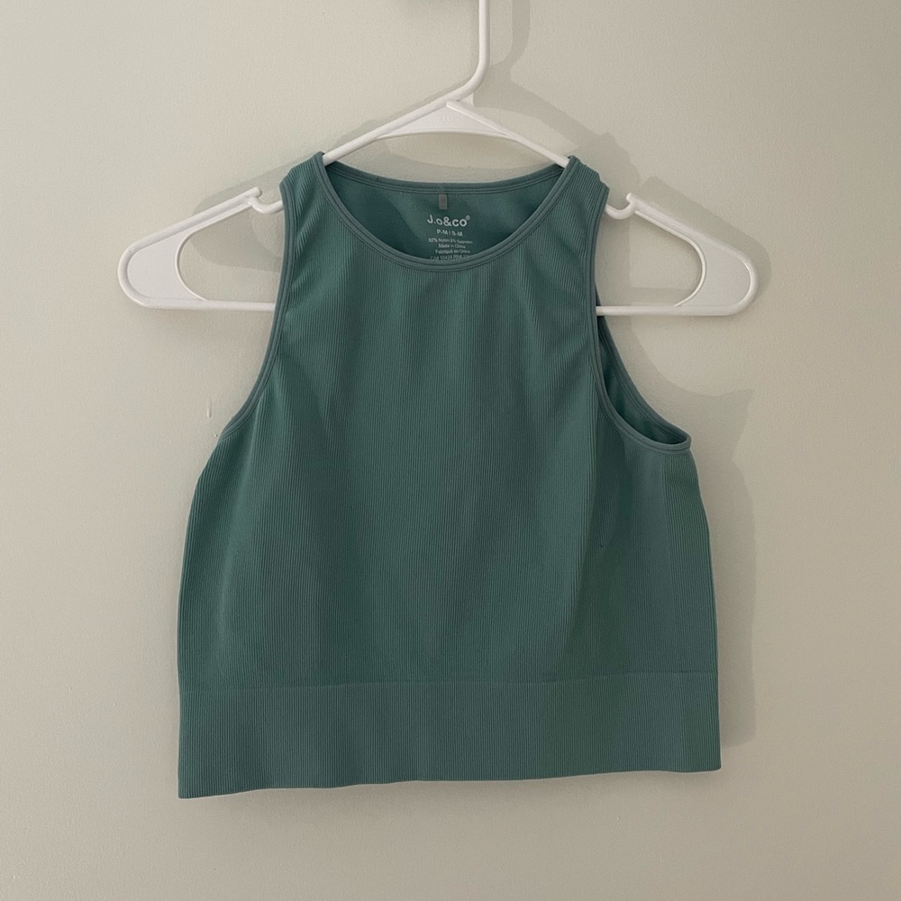 J.O & Co Green Ribbed Performance Top Size S/M - Picture 2 of 4